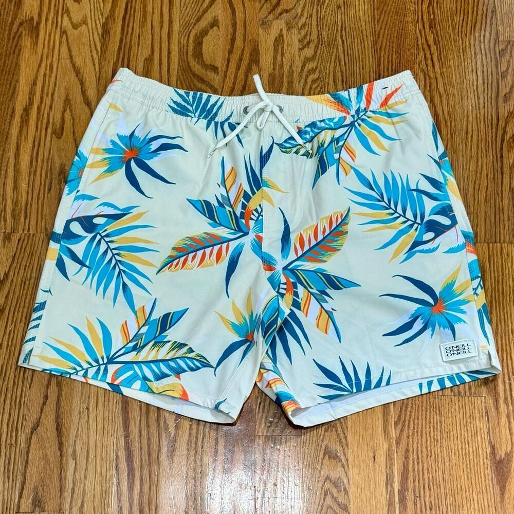 O’Neill Floral Elastic Waist Swim Trunks. Large.